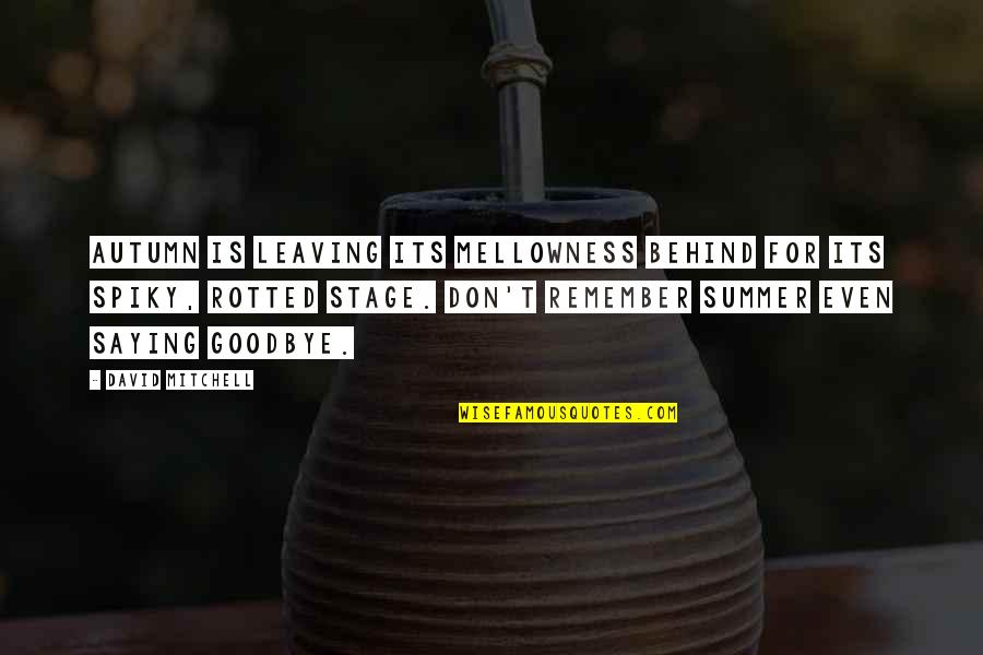 Ensevelit Quotes By David Mitchell: Autumn is leaving its mellowness behind for its