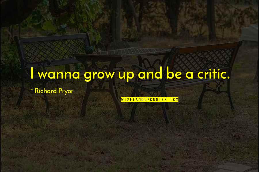 Ensinamento Quotes By Richard Pryor: I wanna grow up and be a critic.