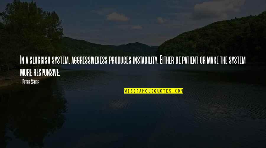Ensinando Portugues Quotes By Peter Senge: In a sluggish system, aggressiveness produces instability. Either