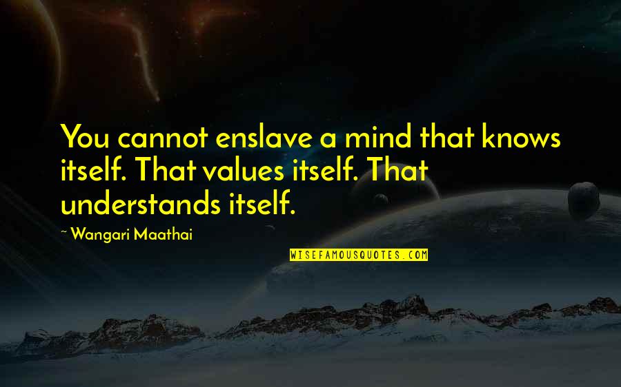 Enslave Quotes By Wangari Maathai: You cannot enslave a mind that knows itself.