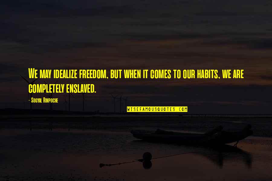 Enslaved Quotes By Sogyal Rinpoche: We may idealize freedom, but when it comes Enslaved Quotes By Sogyal Rinpoche: We may idealize freedom, but when it comes