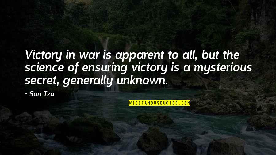 Ensuring Quotes By Sun Tzu: Victory in war is apparent to all, but