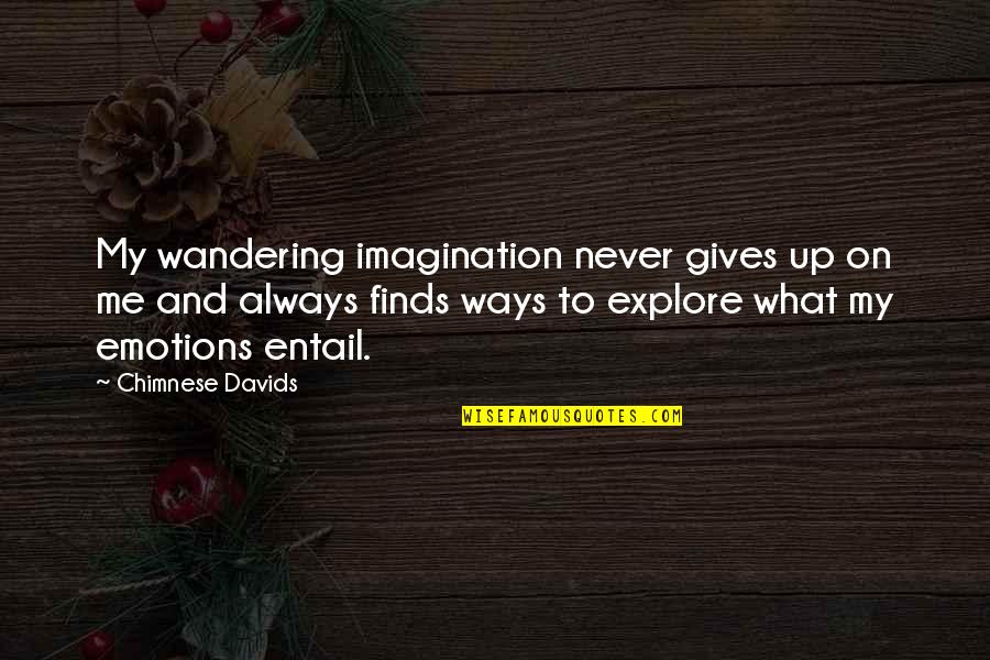 Entail Quotes By Chimnese Davids: My wandering imagination never gives up on me
