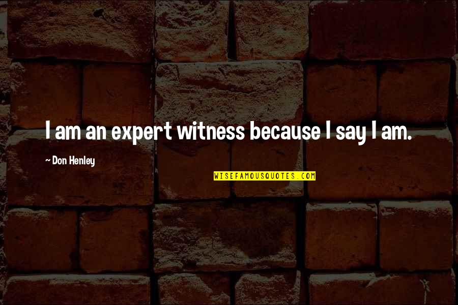 Entasia Quotes By Don Henley: I am an expert witness because I say