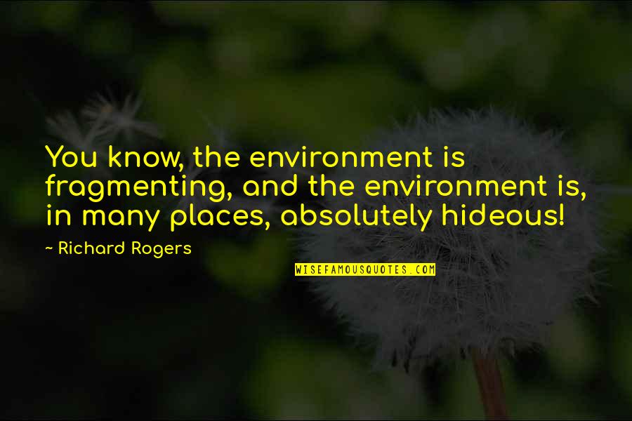 Entenmanns Crumb Quotes By Richard Rogers: You know, the environment is fragmenting, and the