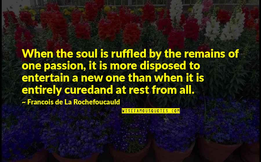 Entertain Quotes By Francois De La Rochefoucauld: When the soul is ruffled by the remains