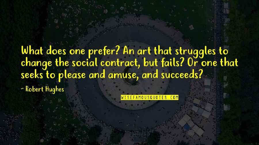 Entertainment Plus Quotes By Robert Hughes: What does one prefer? An art that struggles