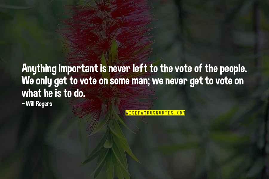Enthesitis Quotes By Will Rogers: Anything important is never left to the vote