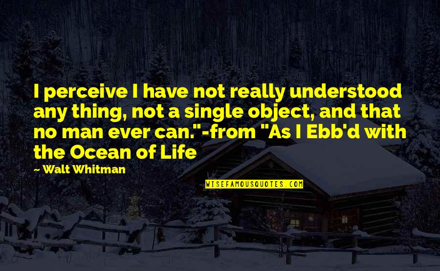 Enthoven Flush Quotes By Walt Whitman: I perceive I have not really understood any