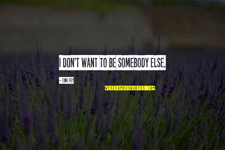Entonnoir Buchner Quotes By Tina Fey: I don't want to be somebody else. Entonnoir Buchner Quotes By Tina Fey: I don't want to be somebody else.