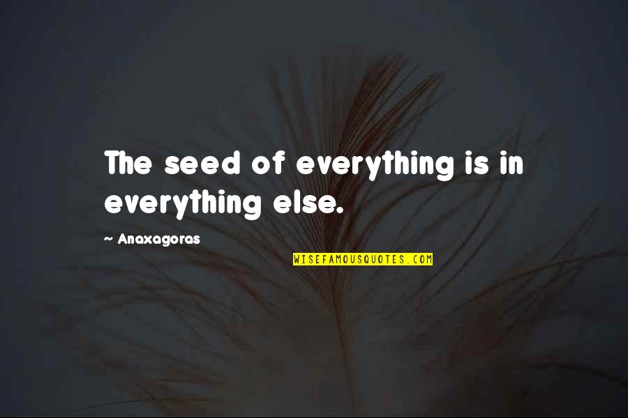 Entradon Quotes By Anaxagoras: The seed of everything is in everything else.