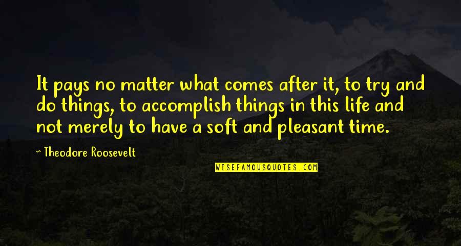 Entrata Jobs Quotes By Theodore Roosevelt: It pays no matter what comes after it,