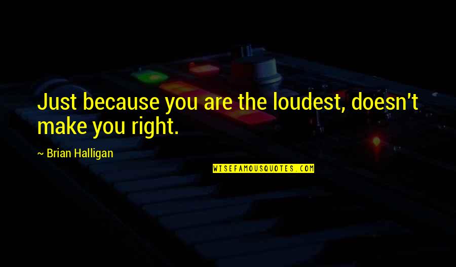 Entrepreneur Quotes By Brian Halligan: Just because you are the loudest, doesn't make