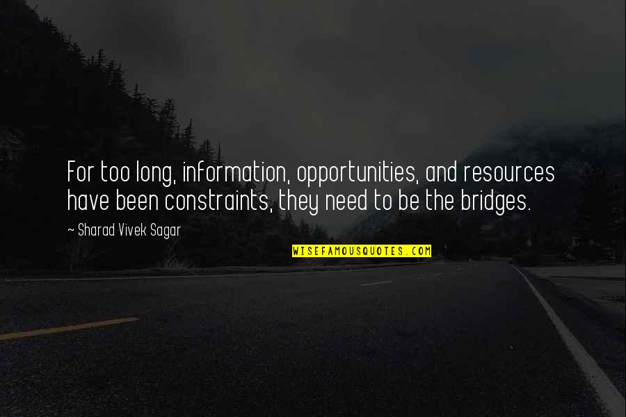 Entrepreneurship Inspirational Quotes By Sharad Vivek Sagar: For too long, information, opportunities, and resources have