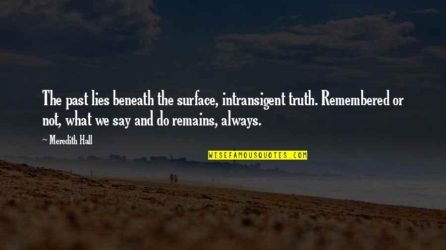 Entretenido Definicion Quotes By Meredith Hall: The past lies beneath the surface, intransigent truth.