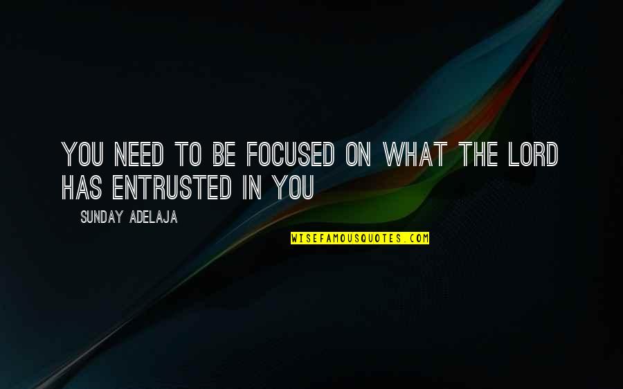 Entrusted Quotes By Sunday Adelaja: You need to be focused on what the