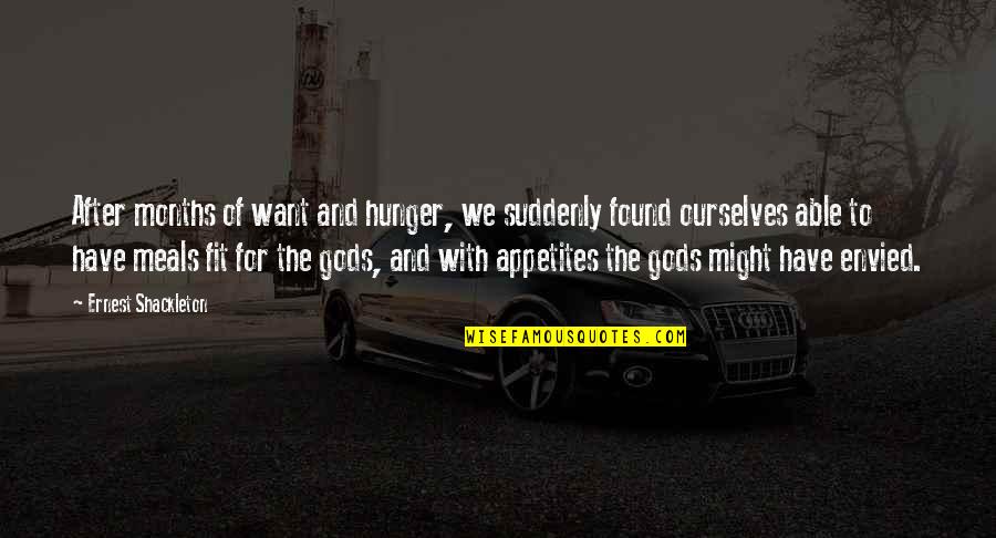 Envied Quotes By Ernest Shackleton: After months of want and hunger, we suddenly Envied Quotes By Ernest Shackleton: After months of want and hunger, we suddenly