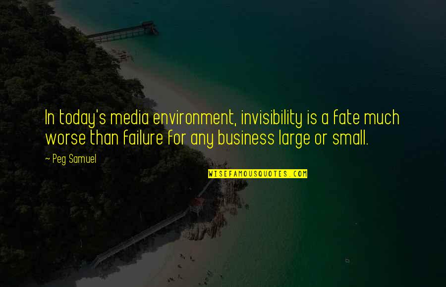 Environment In Business Quotes By Peg Samuel: In today's media environment, invisibility is a fate