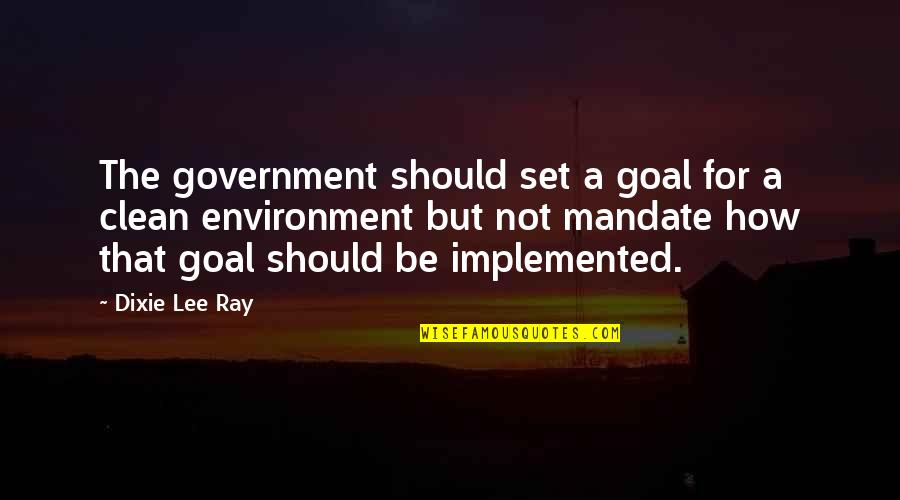 Environmental Clean Up Quotes By Dixie Lee Ray: The government should set a goal for a