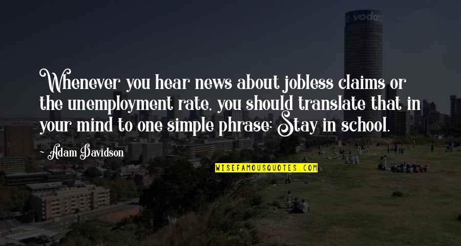 Environmental Impact Assessment Quotes By Adam Davidson: Whenever you hear news about jobless claims or