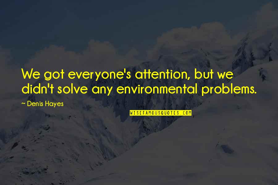 Environmental Problems Quotes By Denis Hayes: We got everyone's attention, but we didn't solve