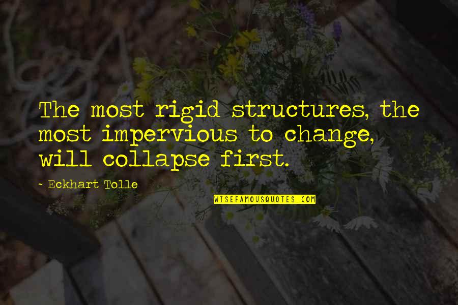 Envolved Quotes By Eckhart Tolle: The most rigid structures, the most impervious to