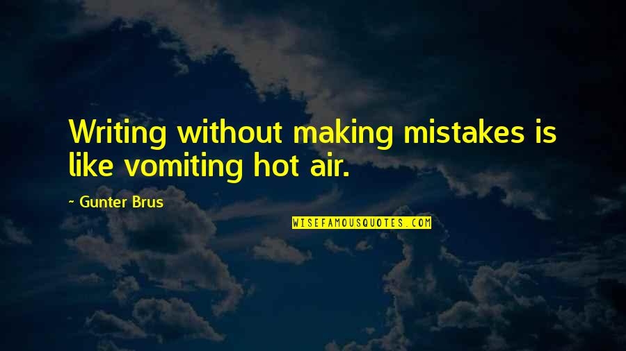Envoys Synonym Quotes By Gunter Brus: Writing without making mistakes is like vomiting hot