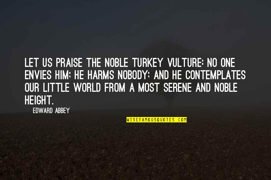 Envy And Quotes By Edward Abbey: Let us praise the noble turkey vulture: No