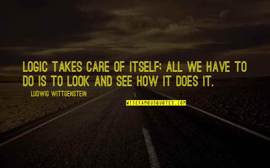 Envy Exe Quotes By Ludwig Wittgenstein: Logic takes care of itself; all we have Envy Exe Quotes By Ludwig Wittgenstein: Logic takes care of itself; all we have