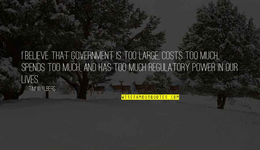Envying Quotes By Tim Walberg: I believe that government is too large, costs Envying Quotes By Tim Walberg: I believe that government is too large, costs