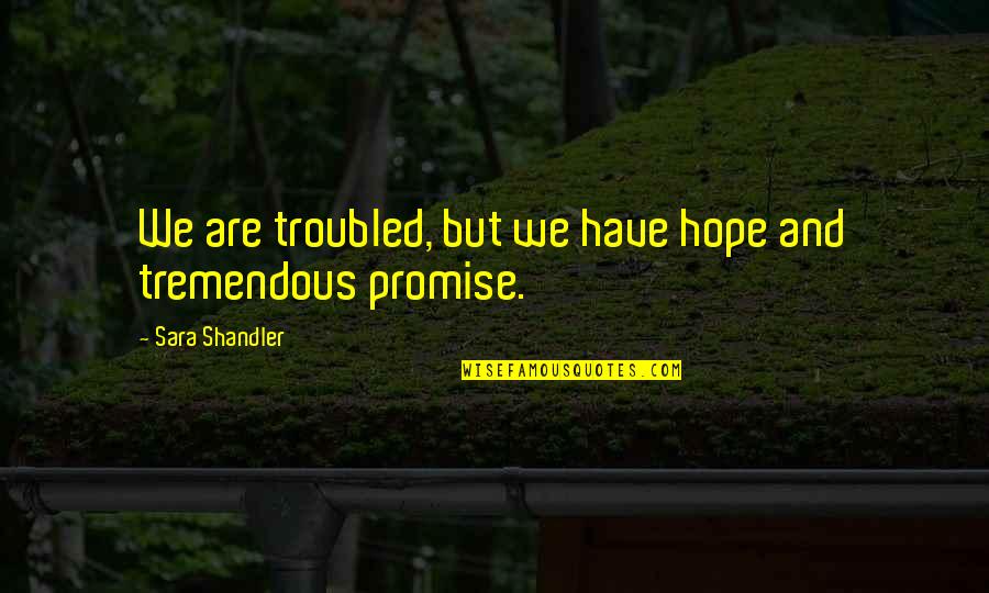 Envyss Quotes By Sara Shandler: We are troubled, but we have hope and