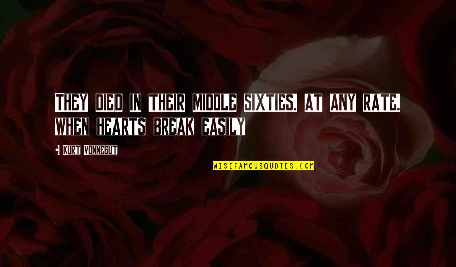 Enxame Aberto Quotes By Kurt Vonnegut: They died in their middle sixties, at any