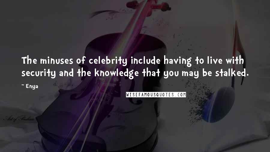 Enya quotes: The minuses of celebrity include having to live with security and the knowledge that you may be stalked.