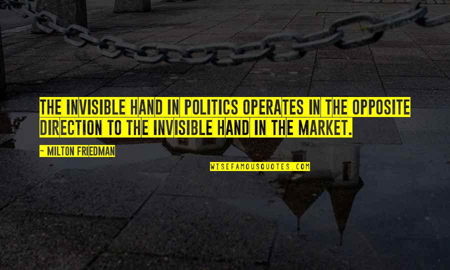 Enzas Mandarin Quotes By Milton Friedman: The invisible hand in politics operates in the