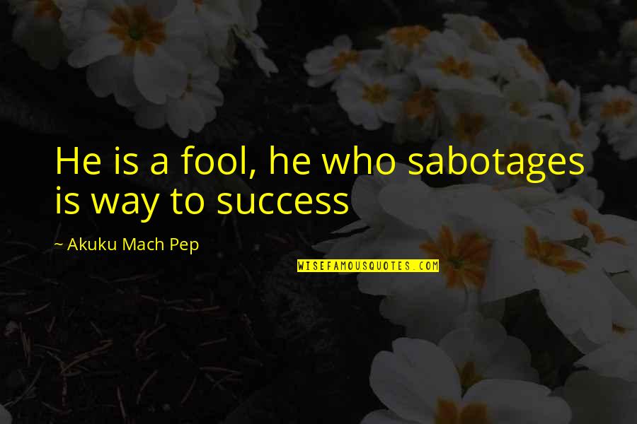 Enzian Falls Quotes By Akuku Mach Pep: He is a fool, he who sabotages is Enzian Falls Quotes By Akuku Mach Pep: He is a fool, he who sabotages is