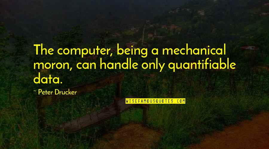 Enzio Pizza Quotes By Peter Drucker: The computer, being a mechanical moron, can handle