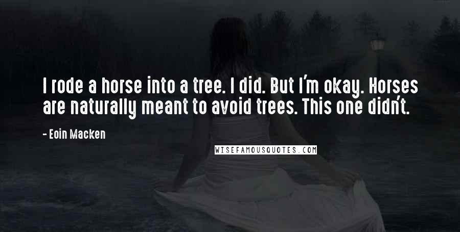 Eoin Macken quotes: I rode a horse into a tree. I did. But I'm okay. Horses are naturally meant to avoid trees. This one didn't.