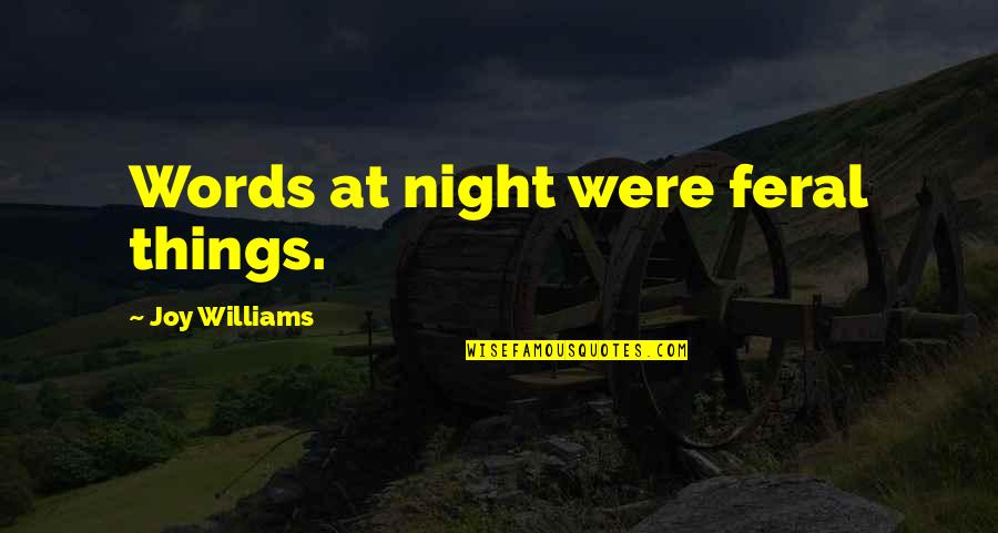 Ephemeris 1955 Quotes By Joy Williams: Words at night were feral things.