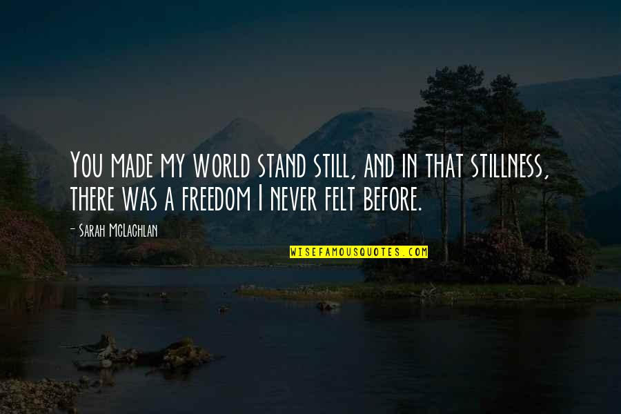 Ephippia Quotes By Sarah McLachlan: You made my world stand still, and in Ephippia Quotes By Sarah McLachlan: You made my world stand still, and in
