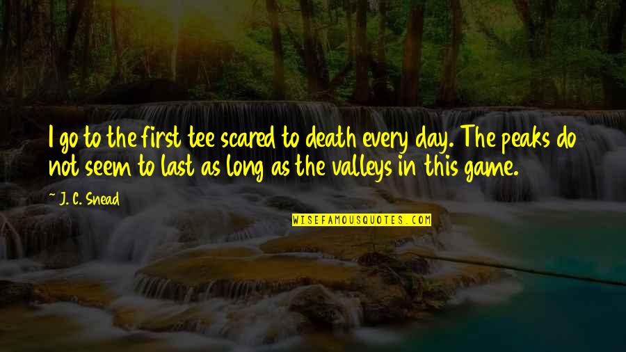 Epic Snail Quotes By J. C. Snead: I go to the first tee scared to Epic Snail Quotes By J. C. Snead: I go to the first tee scared to