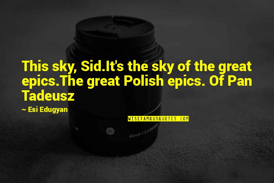 Epics Quotes By Esi Edugyan: This sky, Sid.It's the sky of the great