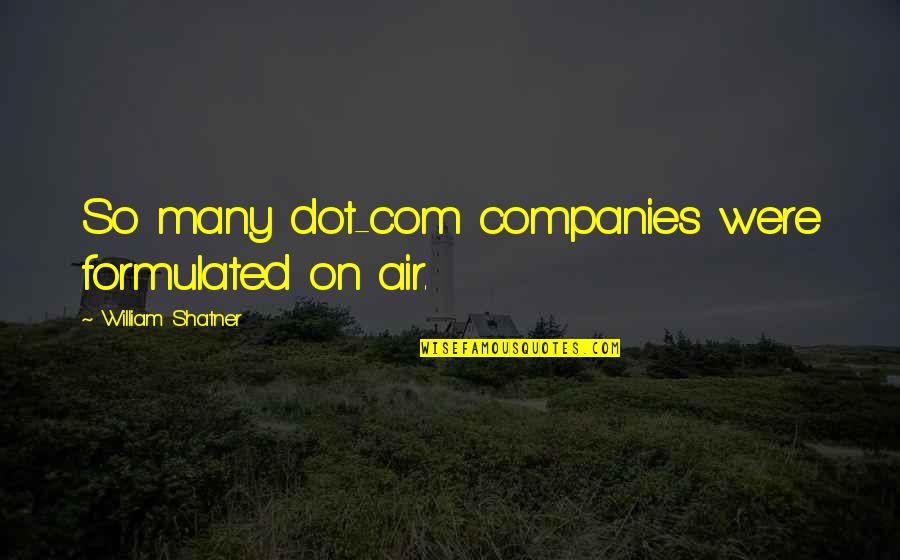 Epictetus Cbt Quotes By William Shatner: So many dot-com companies were formulated on air.