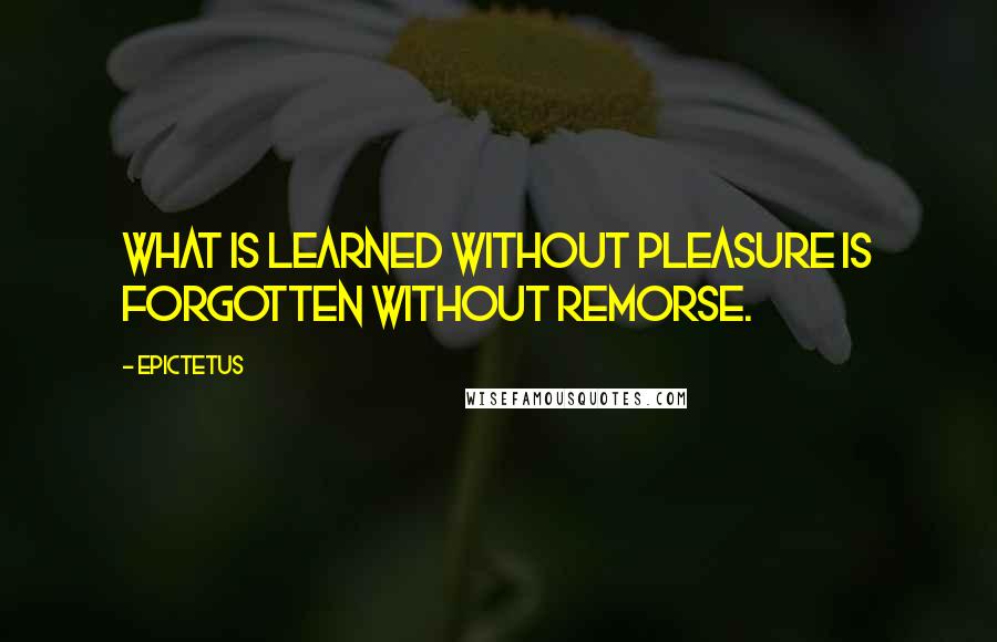 Epictetus quotes: What is learned without pleasure is forgotten without remorse.