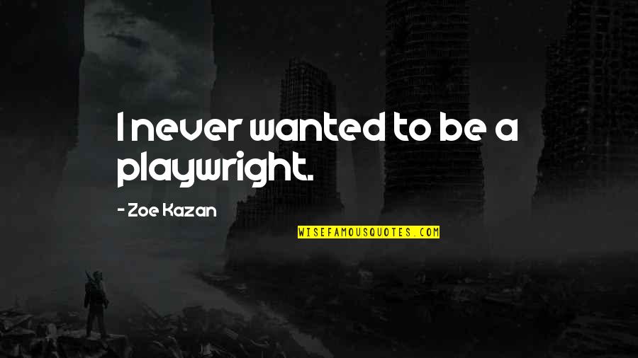 Epifania De Los Reyes Quotes By Zoe Kazan: I never wanted to be a playwright.