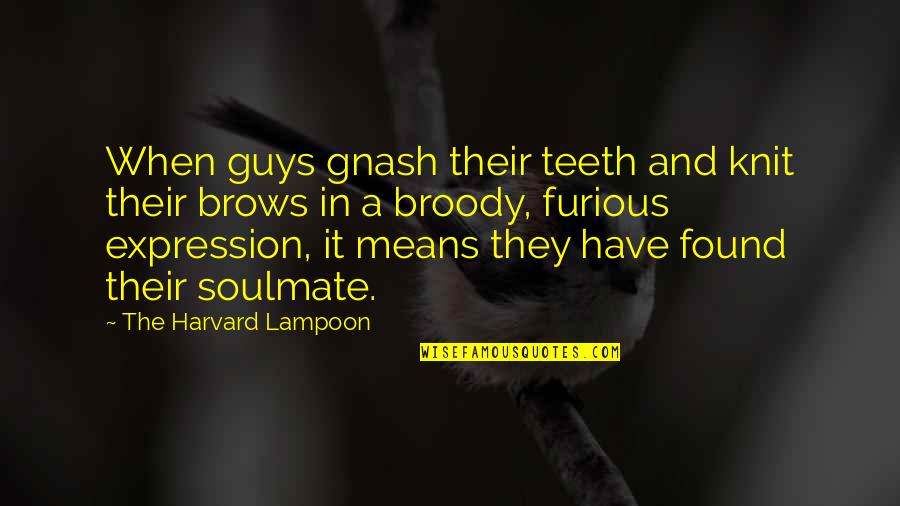 Epigram Quotes By The Harvard Lampoon: When guys gnash their teeth and knit their