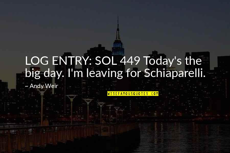 Epilogue The Dark Duet Quotes By Andy Weir: LOG ENTRY: SOL 449 Today's the big day.