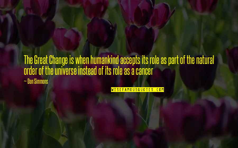 Epiphanosity Quotes By Dan Simmons: The Great Change is when humankind accepts its Epiphanosity Quotes By Dan Simmons: The Great Change is when humankind accepts its