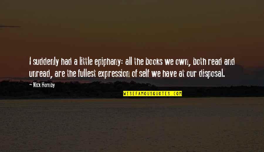 Epiphany Quotes By Nick Hornby: I suddenly had a little epiphany: all the Epiphany Quotes By Nick Hornby: I suddenly had a little epiphany: all the