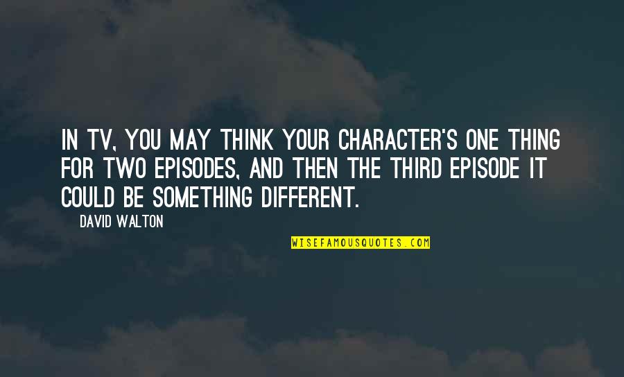 Episode One Quotes By David Walton: In TV, you may think your character's one Episode One Quotes By David Walton: In TV, you may think your character's one