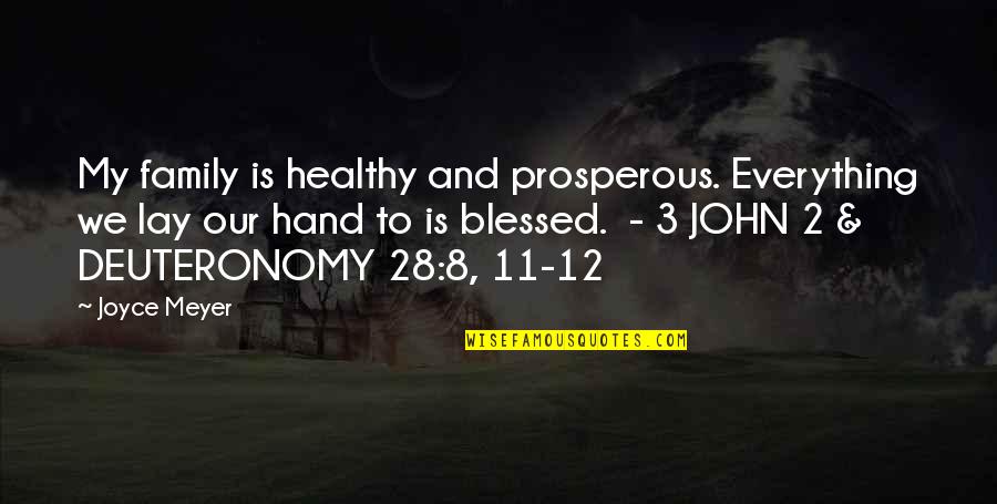 Epistemologically Speaking Quotes By Joyce Meyer: My family is healthy and prosperous. Everything we